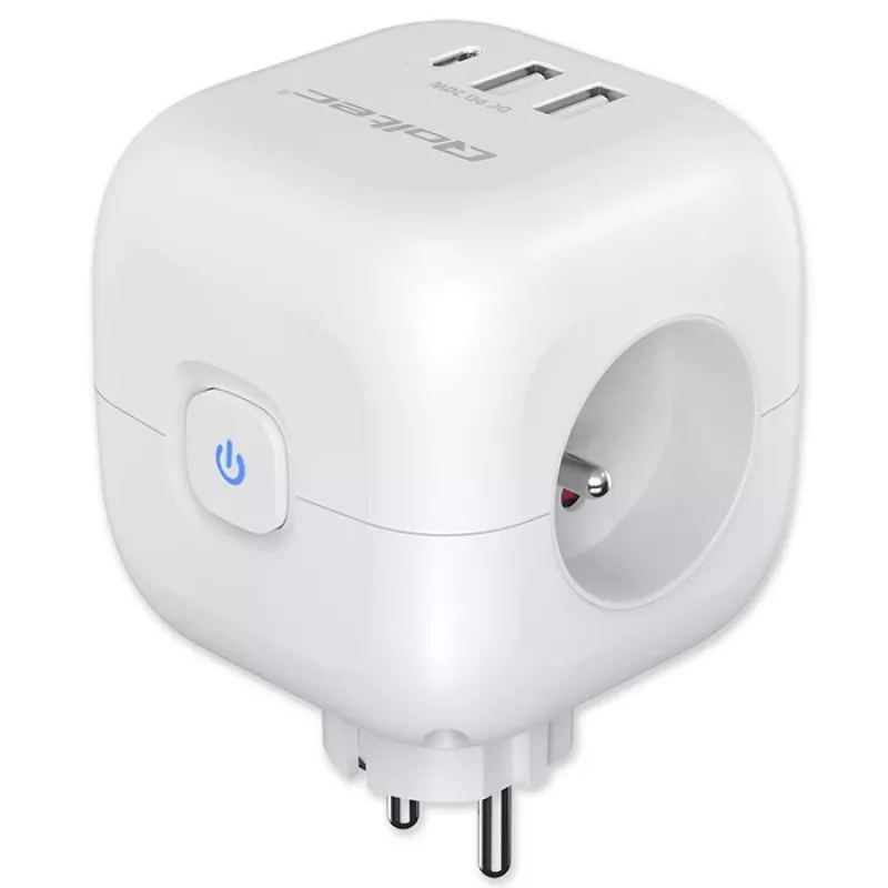 Πολύπριζο QOLTEC 52548 με 3× υποδοχές AC και θύρα USB