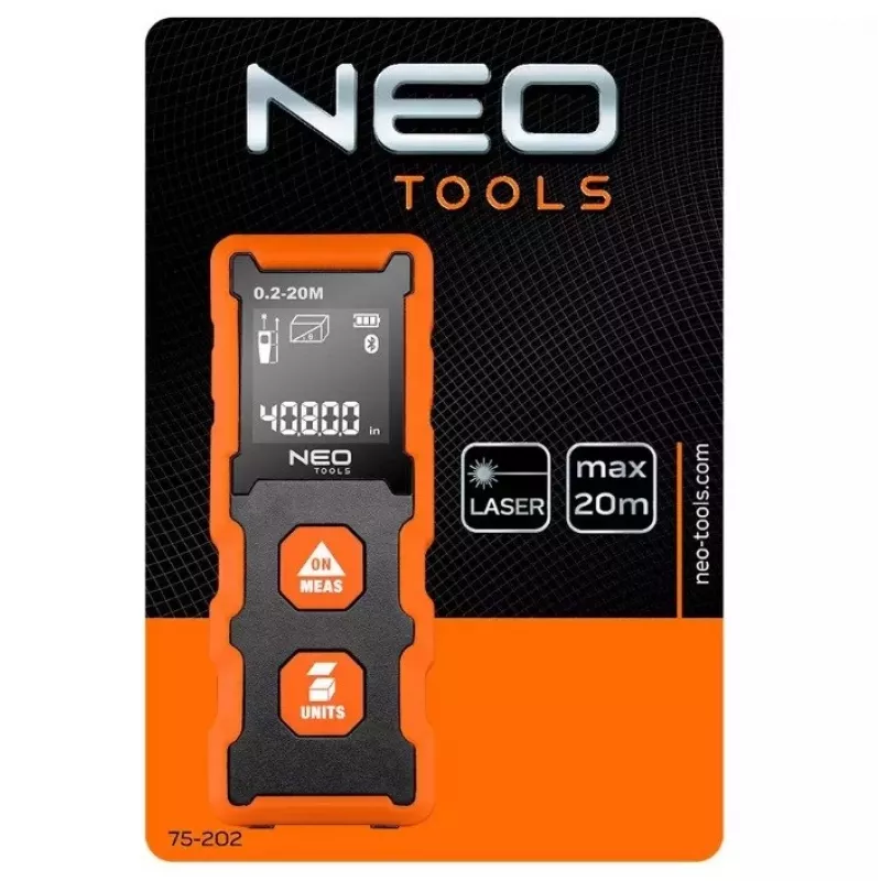 Αποστασιόμετρο λέιζερ NEO tools 75-202, εμβέλεια έως 75 m, φορητή συσκευή χειρός