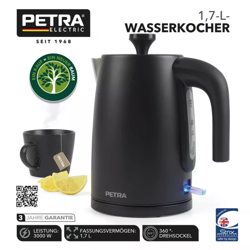 Βραστήρας Petra 1,7 l 3 kW ματ μαύρο