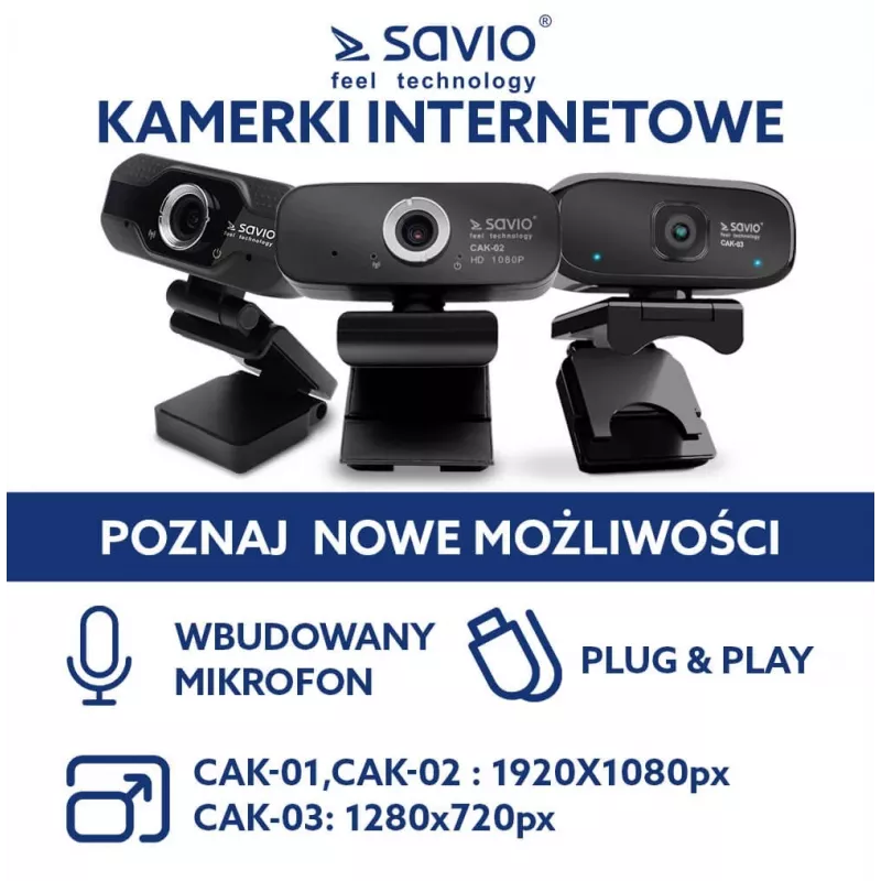 Κάμερα internet Savio Webcam USB Full HD με ενσωματωμένο μικρόφωνο
