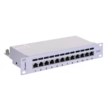 Patch panel LANBERG PPF6-9012-S, 12-Port, μέταλλο, γκρι, 1HE, 215×130×44.5 mm