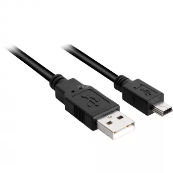 Καλώδιο USB 2.0, βύσμα USB-A αρσενικό > βύσμα Mini-USB αρσενικό (μαύρο, 0,5 μέτρα, διπλή θωράκιση)