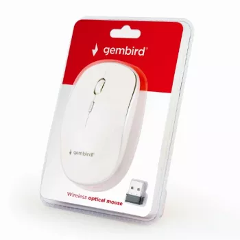 Ασύρματο ποντίκι GEMBIRD MUSW-4B-01-W, αμφίχειρο, οπτικό 1600 DPI, 4 κουμπιά, RF Wireless, λευκό