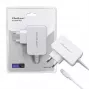 Qoltec 51039 τροφοδοτικό 65 W USB-C PD, 5–20,3 V, 2–3,25 A, ενσωματωμένο καλώδιο USB-C, λευκό