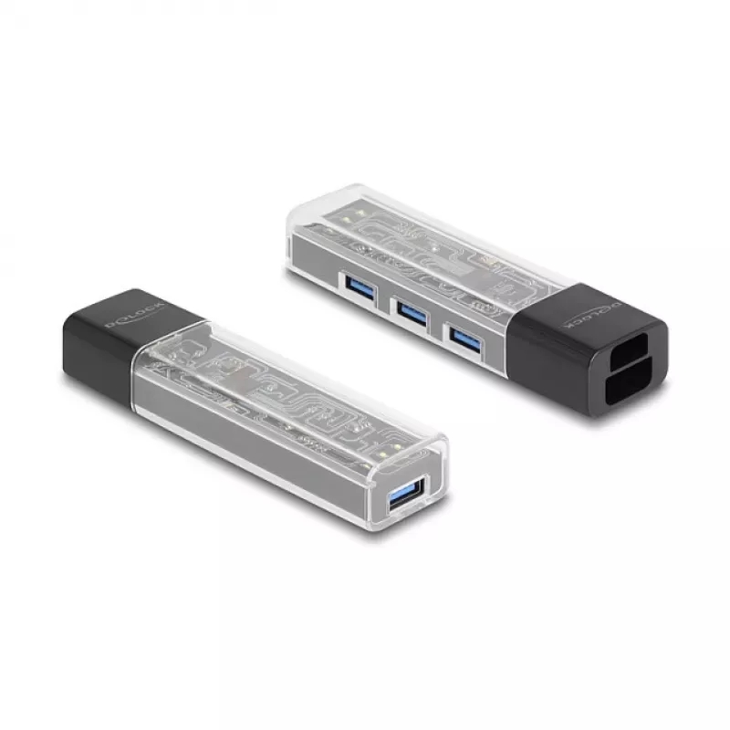 DELOCK USB 3.2 Gen 1 (3.1 Gen 1) 4-Port Hub με Type-A + Type-C Host (5000 Mbit/s) μαύρο/διαφανές