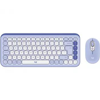 Logitech POP Icon Combo - Σετ πληκτρολογίου και ποντικιού - ασύρματο - Bluetooth LE - QWERTY - US International - λιλά, Off-White (920-013078)