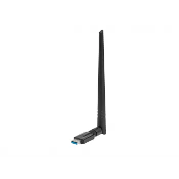 Εσωτερική κάρτα WLAN LANBERG NC-1200-WIE — ασύρματος προσαρμογέας USB dual-band, RTL8812BU, έως 1200 Mbit/s, εξωτερικές κεραίες 2x2 (5 dBi), μαύρη