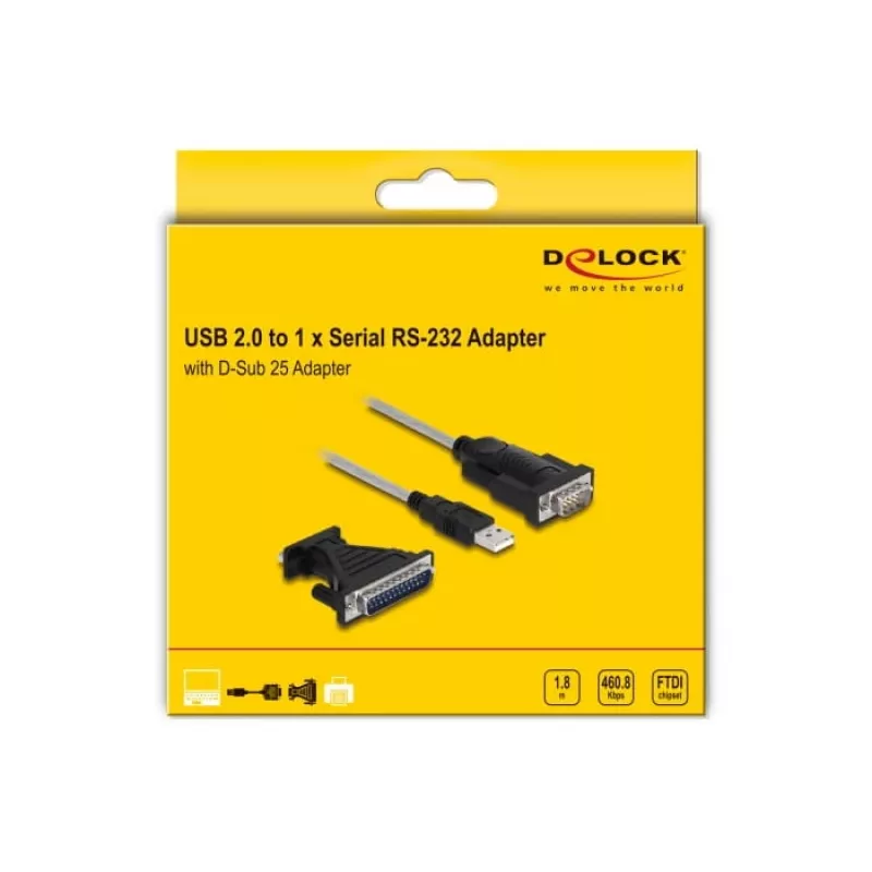 DeLOCK Αντάπτορας USB 2.0 Type-A σε Σειριακό RS-232 D-Sub 9 + D-Sub 25