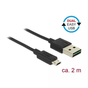 Καλώδιο USB DeLOCK 83850 USB 2.0 2m USB A σε Micro-USB B μαύρο