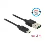 Καλώδιο USB DeLOCK 83850 USB 2.0 2m USB A σε Micro-USB B μαύρο