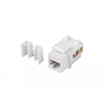 Μονάδα Keystone LANBERG KSU6-1090, Cat6 U/UTP επίπεδη, βύσμα RJ-45 αρσενικό σε υποδοχή LSA θηλυκή, AWG 22/26, 14.5×16.1 mm, λευκό