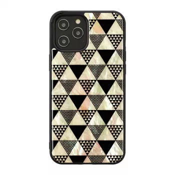 Θήκη προστασίας iKins για Apple iPhone 12 / 12 Pro — μοτίβο πυραμίδων, μαύρο