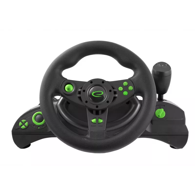 Esperanza EGW102 Gaming Controller Τιμόνι PC, PlayStation 3 Digital USB Μαύρο, Πράσινο
