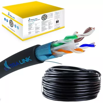 Καλώδιο δικτύου Extralink Twisted Pair CAT6 FTP (F/UTP) V2 Εξωτερικού χώρου 305 M Μαύρο