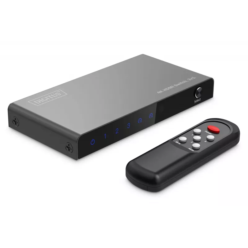 Digitus διακόπτης HDMI 4K 3x1 μέταλλο μαύρο 18 Gbit/s