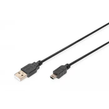 ASM AK-300130-030-S ASSMANN Καλώδιο USB 2.0 HighSpeed Canon USB A/miniUSB B (5pin) M/M μαύρο 3m