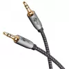 Plus Καλώδιο σύνδεσης ήχου AUX 3,5 mm Stereo (Μαύρο/Ασημί, 2 μέτρα)