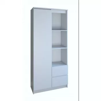 Βιβλιοθήκη για γραφείο Top e Shop RS-80 BILY BIEL, λευκή μοριοσανίδα, 7 ράφια, 800×350×1800 mm