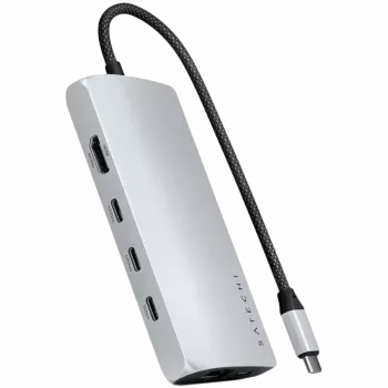 Satechi ST-P8KES προσαρμογέας πολλαπλών θυρών USB-C 8K με Ethernet V3, ασημί