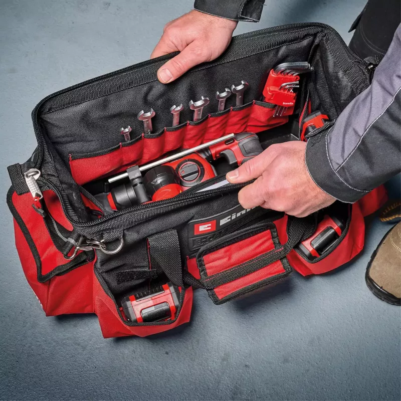 Einhell 4540036 E-Case Bag τσάντα εργαλείων συστήματος, πολυεστέρας, φορτίο 30 kg, μαύρο/κόκκινο