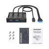 Graugear G-MP01 πολλαπλό μπροστινό πάνελ με USB hub 3 θυρών, 1x USB-C 3.2 Gen2 + 2x USB-A 3.0, μαύρο