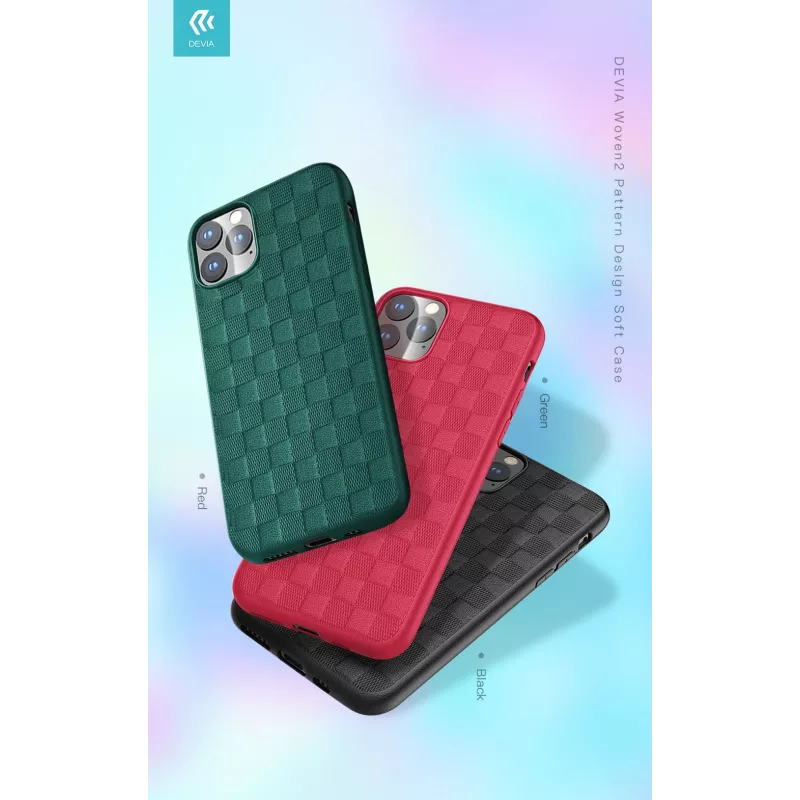 Soft Case Devia Woven2 για iPhone 11 Pro Max – κόκκινη υφασμάτινη επιφάνεια με σχέδιο