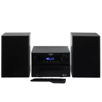 Mini Hi‑Fi Στερεοφωνικό Σύστημα Adler AD 1917 — Bluetooth V5.3, CD/USB/MP3, 2×25 W RMS, δέκτης FM, 4‑ζωνικό equalizer, AUX, Μαύρο