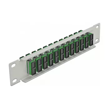 Patchpanel LWL DeLOCK 10 ιντσών 12 Port SC Duplex πράσινο 1HE γκρι