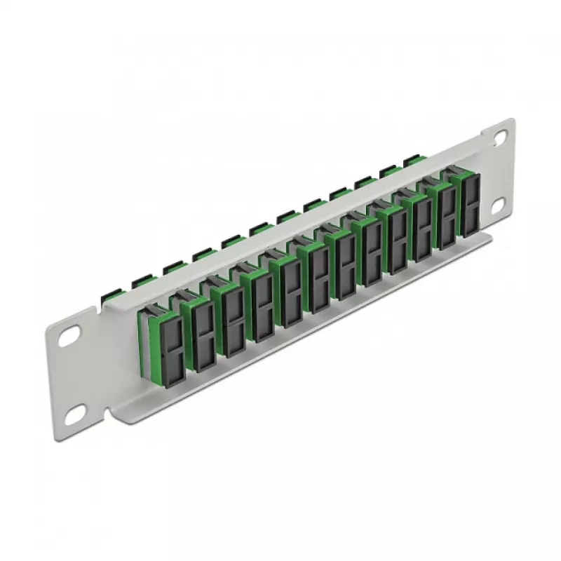 Patchpanel LWL DeLOCK 10 ιντσών 12 Port SC Duplex πράσινο 1HE γκρι