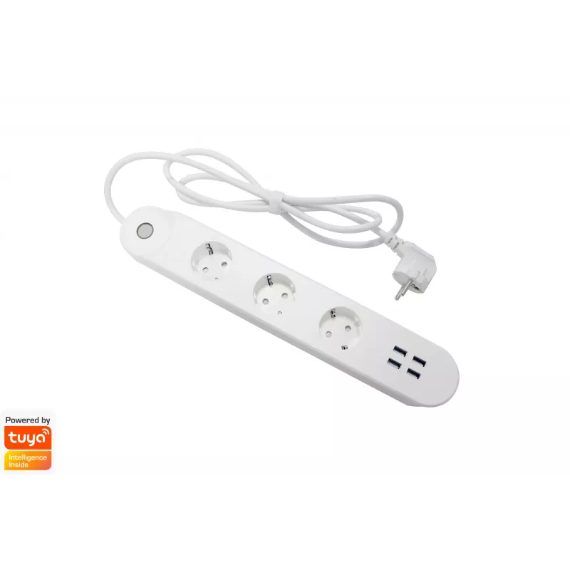 Έξυπνο πολύπριζο Denver SHP-300U 3 πρίζες AC Τύπου E 4 λευκό
