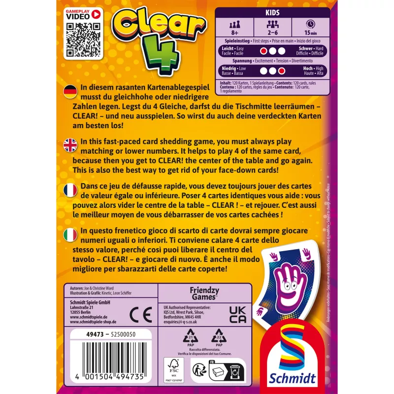 Clear 4, παιχνίδι με κάρτες