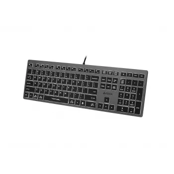 Ενσύρματο πληκτρολόγιο A4Tech FX60H USB QWERTY – Full-Size 100%, οπίσθιος φωτισμός λευκό, γκρι, USB hub