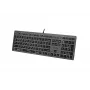Ενσύρματο πληκτρολόγιο A4Tech FX60H USB QWERTY – Full-Size 100%, οπίσθιος φωτισμός λευκό, γκρι, USB hub