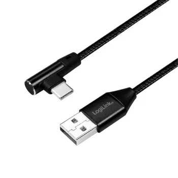 LogiLink – Καλώδιο USB – USB-C (M) γωνιακό σε USB (M) ευθύ – USB 2.0 – 5 V – 3 A – 1 m – Μαύρο