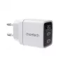 Choetech PD6051 2x USB-C PD 35W GaN επιτοίχιος φορτιστής με οθόνη - λευκό