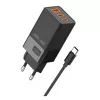 Τροφοδοτικό Beline 2x USB-C 1x USB 65W καλώδιο USB-C Μαύρο/Μαύρο PD 3.0