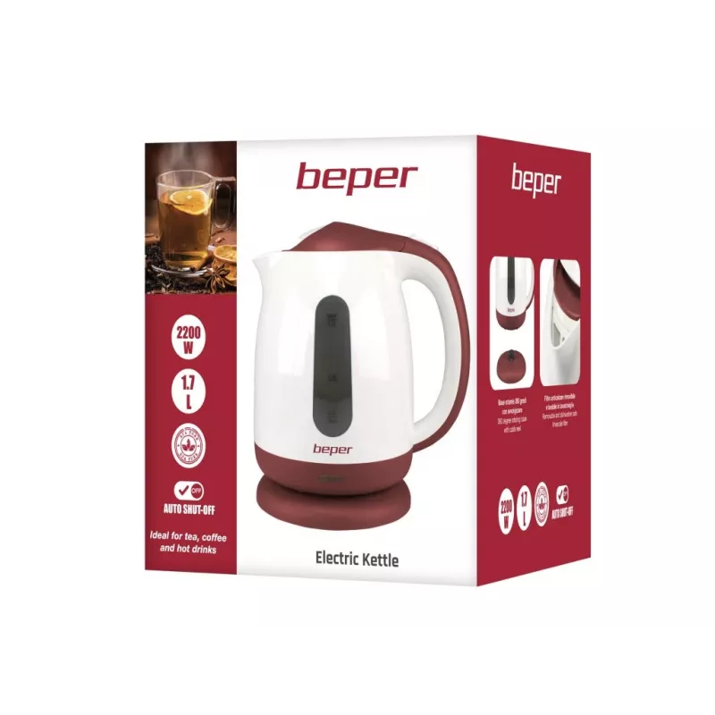 Ηλεκτρικός βραστήρας Beper 1,7L 2200W μαύρο