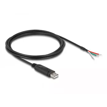 DELOCK καλώδιο προσαρμογέα USB 2.0 Type-A σε σειριακό RS-485 2 m μαύρο