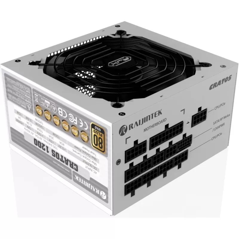 CRATOS 1200 λευκό, τροφοδοτικό PC λευκό, cable management, 1200 Watt