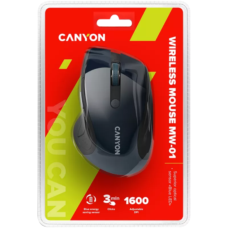 CANYON Ποντίκι MW-01 BlueLED ασύρματο Μπλε Γκρι