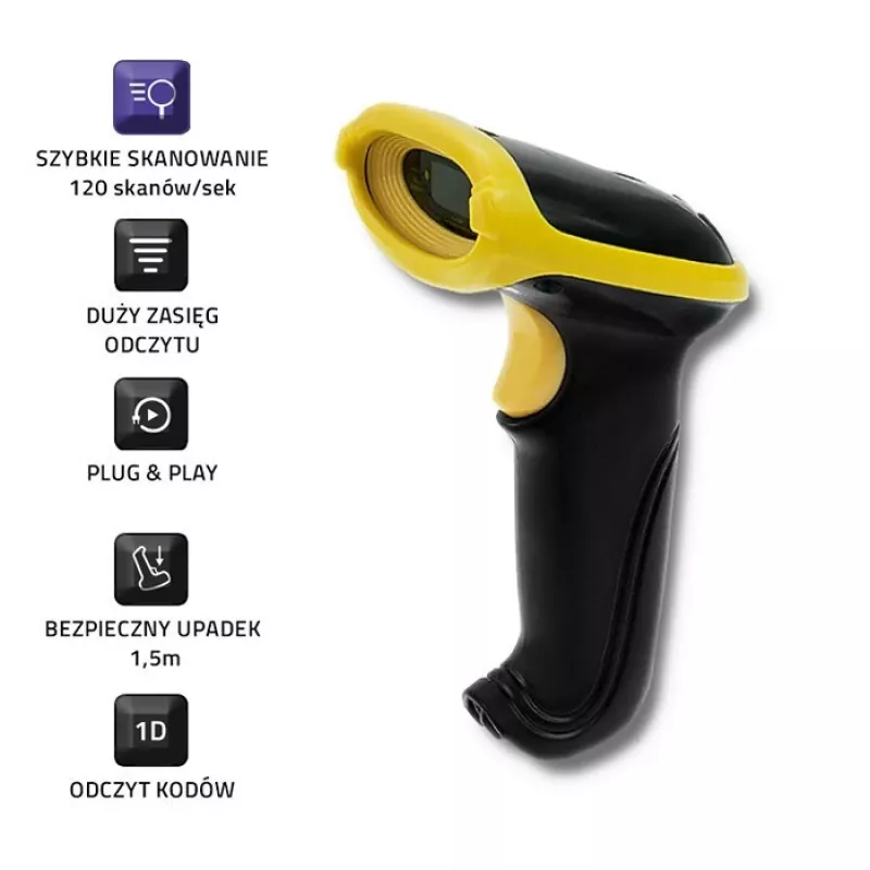 Qoltec 50862 Ασύρματος σαρωτής barcode λέιζερ 1D | 2.4GHz
