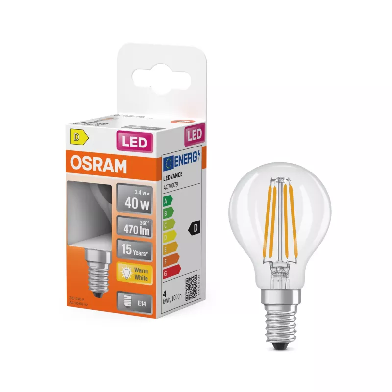 Osram Parathom Classic P Filament | E14 | 3,4 W | Θερμό λευκό