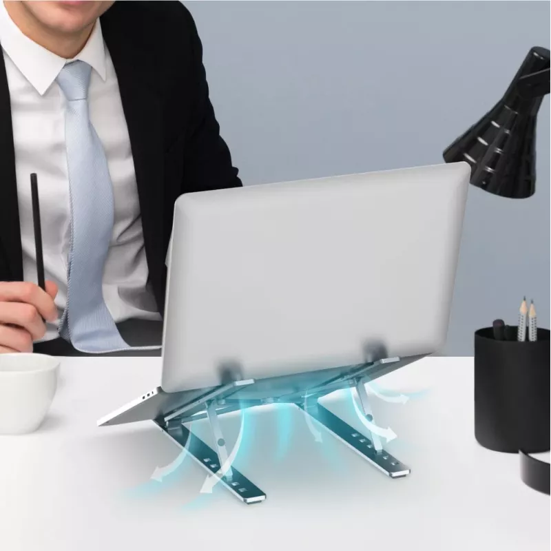 Unitek OT155SL πτυσσόμενη βάση laptop, αλουμίνιο, ασημί