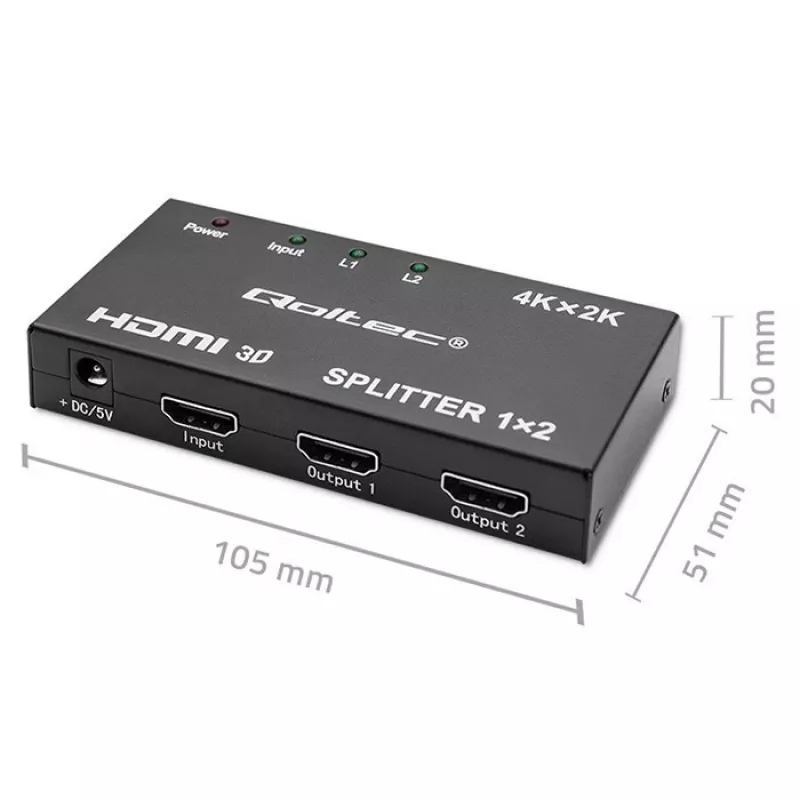 Ενεργός διαχωριστής HDMI Qoltec 51796 2 x HDMI 4K x 2K, 3,4 Gbit/s