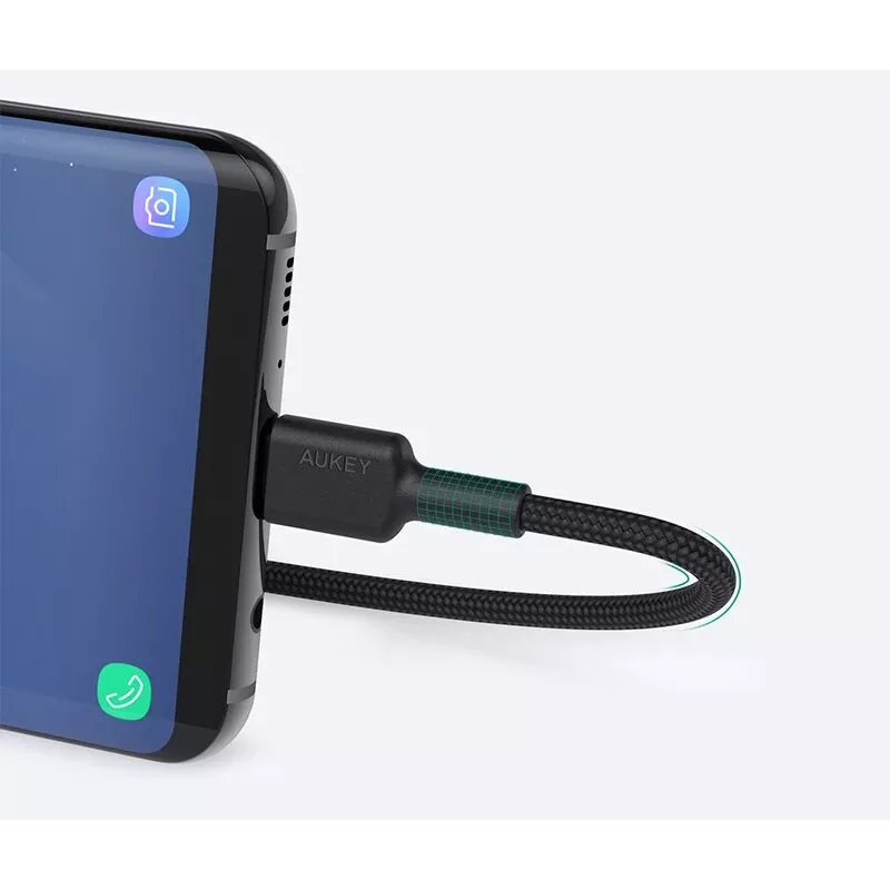 AUKEY CB-CD30 καλώδιο USB-A σε USB-C 0,9 m, πλεκτό νάιλον, 60W PD, 3A, μαύρο