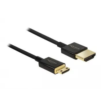 DeLOCK λεπτό Premium - καλώδιο βίντεο/ήχου/δικτύου - HDMI - 36 AWG - HDMI, 19 ακίδων (M) - σε - Mini-HDMI, 19 ακίδων (M) - 2,0 m - τριπλή μόνωση - μαύρο (84778)