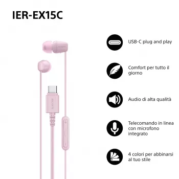 Sony IER-EX15C Headset Ενσύρματα In-Ear Κλήσεις/Μουσική USB Type-C ροζ