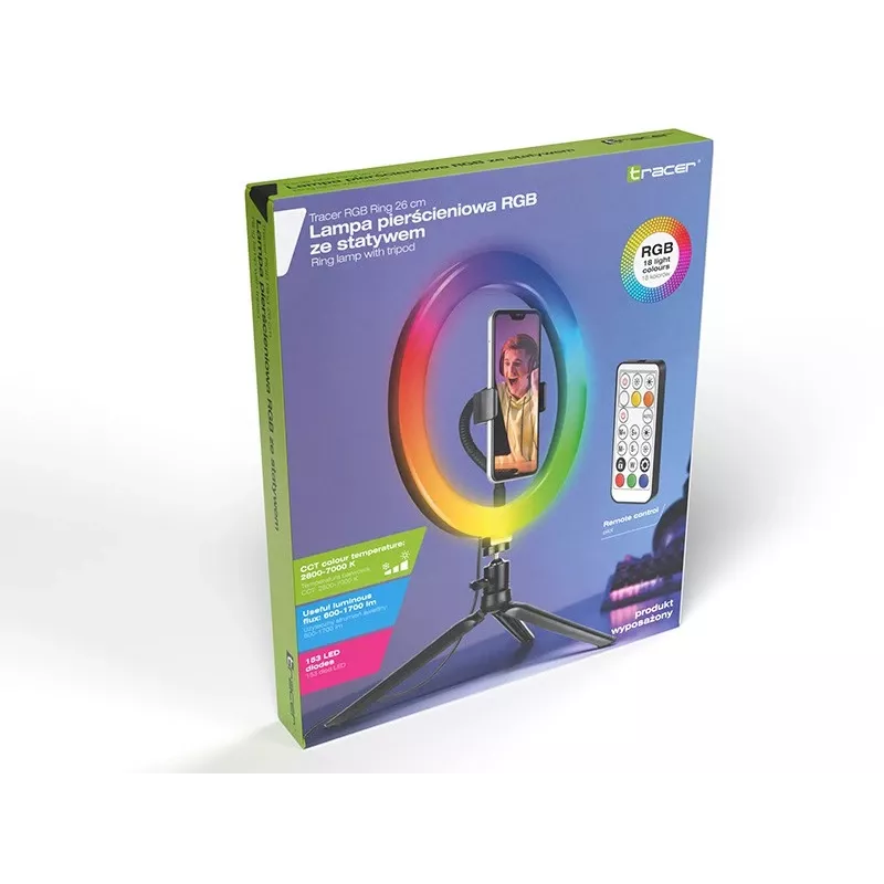 Λάμπα δακτυλίου RGB 26 cm με τρίποδο