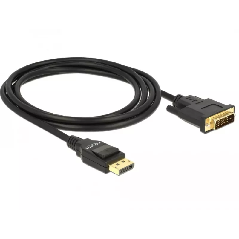 DeLOCK - Καλώδιο βίντεο - Single Link - DisplayPort (M) σε DVI-D (M) - DisplayPort 1,2a - 2,0m - παθητικό - Μαύρο (85313)