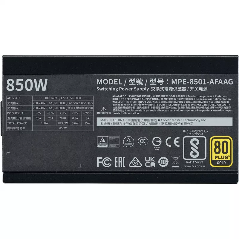 Τροφοδοτικό Cooler Master MWE Gold 850 V2 850W